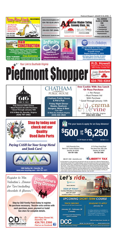 Piedmont Shopper - Jan 10, 2019