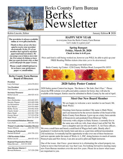 Berks County Farm Bureau Newsletter - January 2020