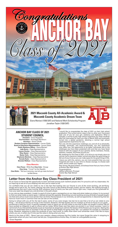 Macomb Daily - Special Sections - Anchor Bay - Class of 2021