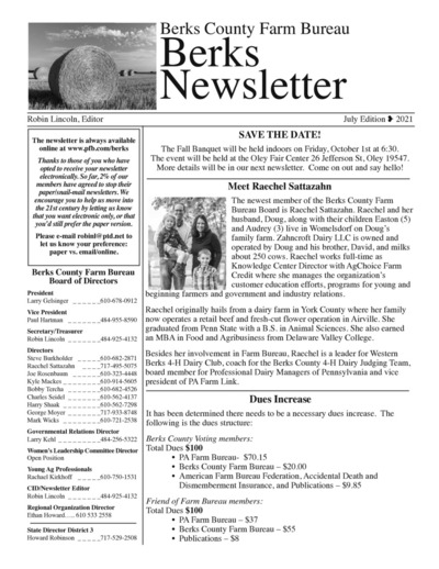 Berks County Farm Bureau Newsletter - July 2021