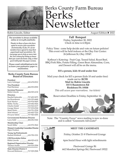 Berks County Farm Bureau Newsletter - September 2022