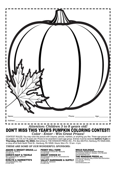 Northern Berks Merchandiser - Pumpkin Coloring Contest