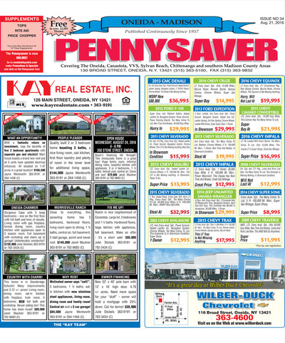 Oneida-Madison Pennysaver - Aug 21, 2016