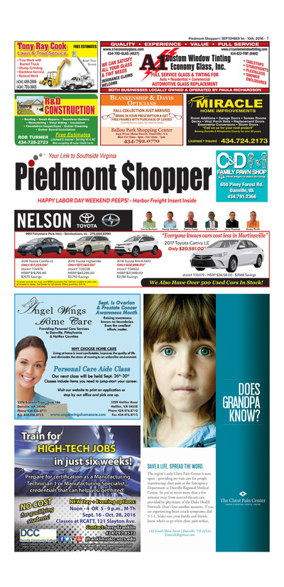 Piedmont Shopper - Sep 1, 2016