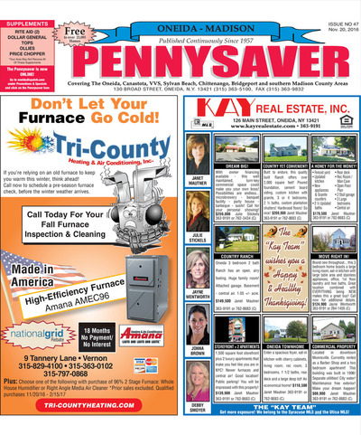 Oneida-Madison Pennysaver - Nov 20, 2016