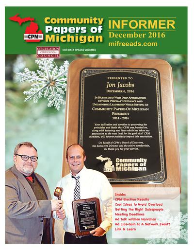 Community Papers of Michigan Newsletter - December 2016