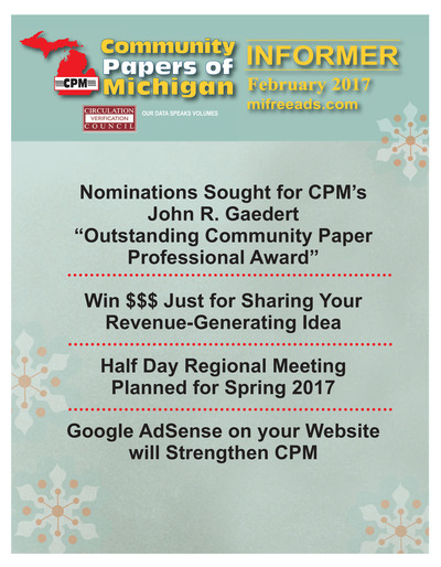 Community Papers of Michigan Newsletter - February 2017