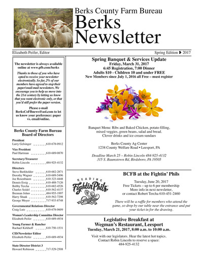 Berks County Farm Bureau Newsletter - March 2017
