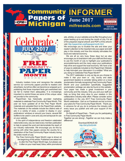 Community Papers of Michigan Newsletter - June 2017