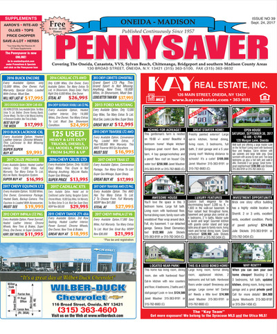 Oneida-Madison Pennysaver - Sep 24, 2017