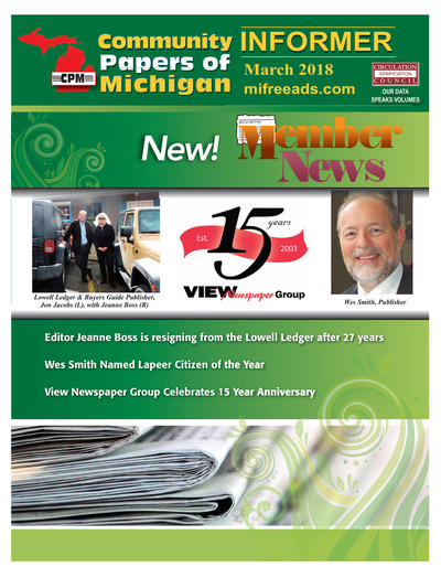 Community Papers of Michigan Newsletter - March 2018