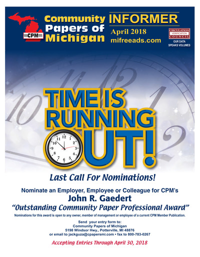 Community Papers of Michigan Newsletter - April 2018