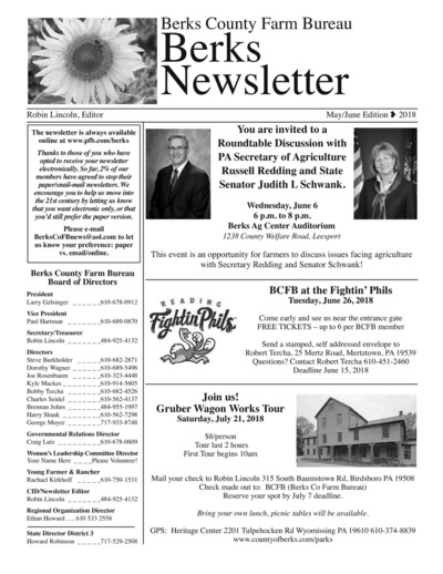 Berks County Farm Bureau Newsletter - May 2018